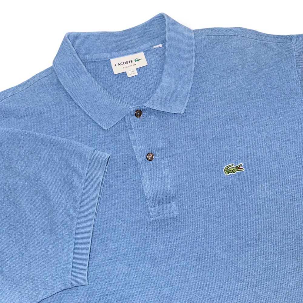 Lacoste Classic Fit Polo Shirt Mens XL Blue Heather Short Sleeve Pique Cotton